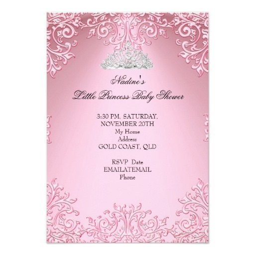 Baby Shower Girl Pink Princess Tiara lace SML Card - Image 2