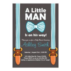 Baby Shower Little Man Invitation Bow Tie Blue