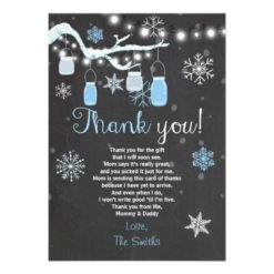 Baby Shower Thank you Winter Baby boy blue Card