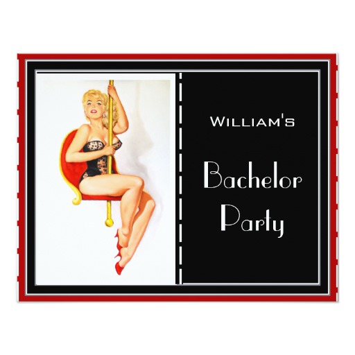 Bachelor Party Invitation Red Black White