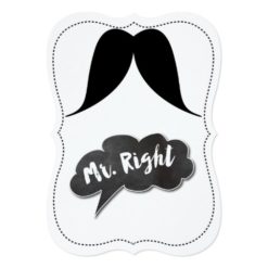 Bachelor Party Mr. Right Mustache Retro Hipster Card