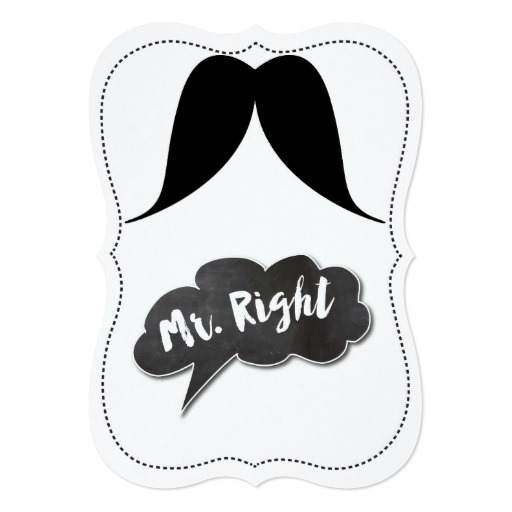 Bachelor Party Mr. Right Mustache Retro Hipster Card