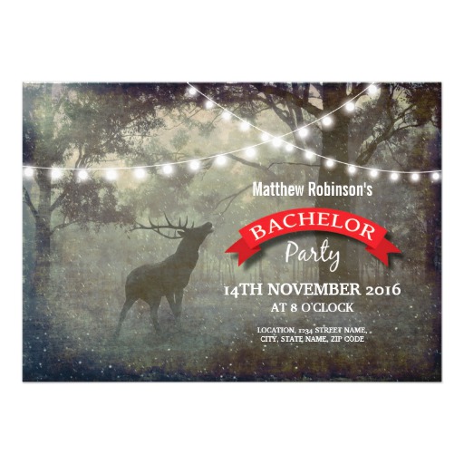 Bachelor Stag Party Woods Fairy Lights Card