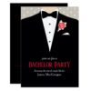 Bachelor party tuxedo red rose invitation
