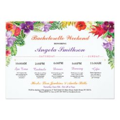 Bachelorette Aloha Bridal Shower Itinerary Plan Card