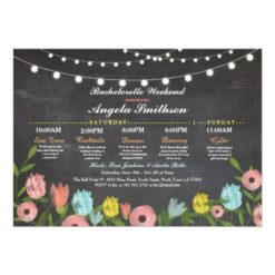Bachelorette Bridal Shower Pink Floral Itinerary Card