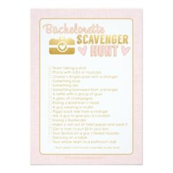 Bachelorette Party Photo Scavenger Hunt Game Pink Card