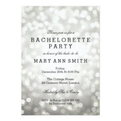 Bachelorette Party Silver Glitter Lights Card