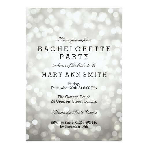 Bachelorette Party Silver Glitter Lights Card