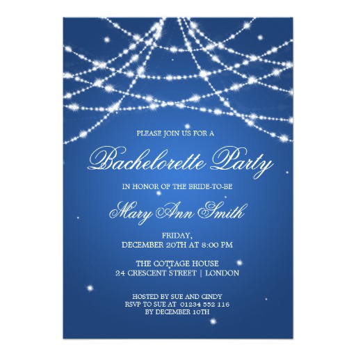 Bachelorette Party Sparkling String Blue Card