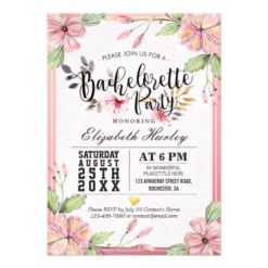 Bachelorette Party lovely Watercolor Floral Script Card