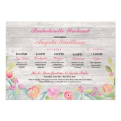 Bachelorette Rustic Bridal Shower Itinerary Coral Card