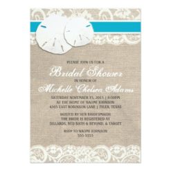 Beach Rustic Burlap Lace Bridal Shower Invitation