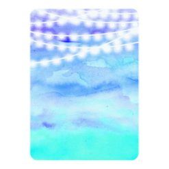 Beach blue watercolor string lights bachelorette card - Image 2