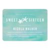 Beachy Aqua Watercolor & Starfish Sweet Sixteen Card