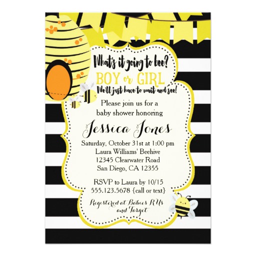 Bee Baby Shower Invitation or Gender Reveal Party