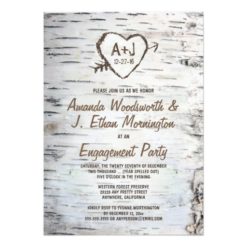 Birch Tree Bark Engagement Party Invitations