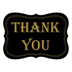 Black & Gold 1920's Gatsby Wedding Thank You Sign Card