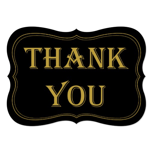 Black & Gold 1920's Gatsby Wedding Thank You Sign Card