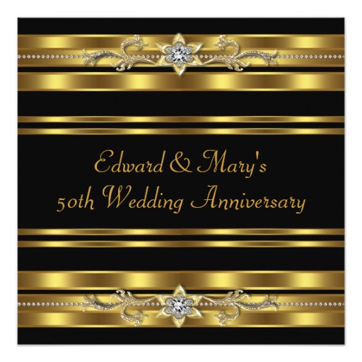 Black Gold 50th Wedding Anniversary Card