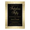 Black Gold Diamond Fabulous 50 Birthday Invitation