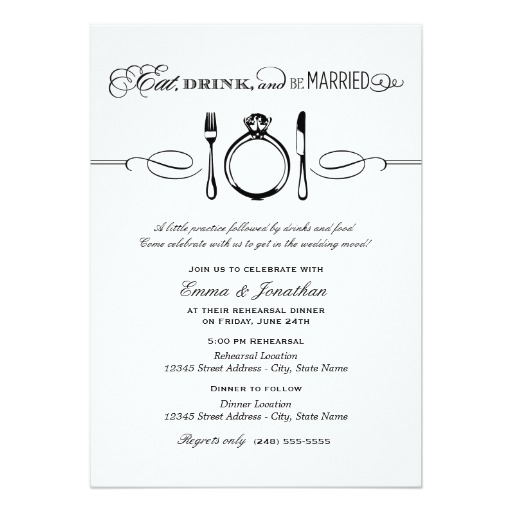 Black Rehearsal Dinner | Eat Drink and Be Married Card