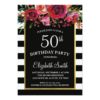 Black Stripe Floral Birthday Invitation