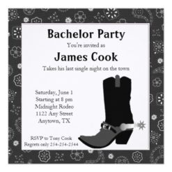 Black Western Bachelor Party Invitation