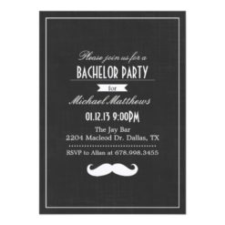 Black & White Mustache Bachelor Party Invitation