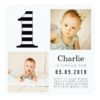 Black & White Stripes 1st Birthday Photo Cards