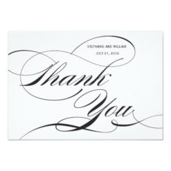Black and White Flourish Wedding Thank You Card