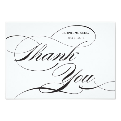 Black and White Flourish Wedding Thank You Card