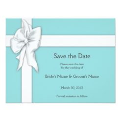 Blue Gift Box Save the Date Card