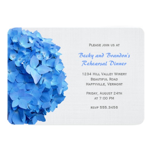 Blue Hydrangea Wedding Rehearsal Dinner Invitation