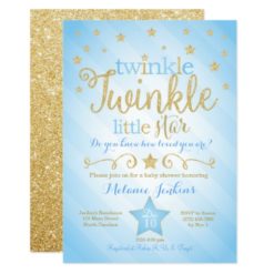 Blue Twinkle Little Star Baby Shower Invitation