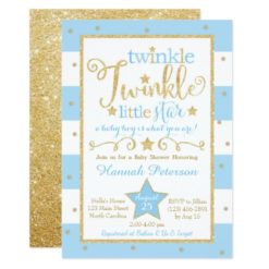Blue Twinkle Little Star Baby Shower Invitation