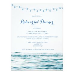 Blue ocean lights rehearsal dinner invitations
