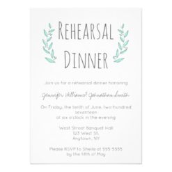 Blue wreath rehearsal dinner invitations
