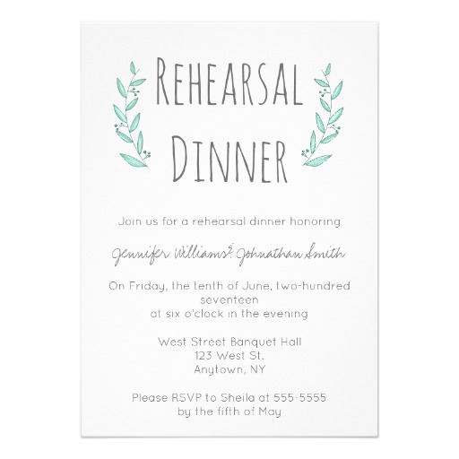 Blue wreath rehearsal dinner invitations