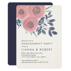 Blush Poppies Engagement Party Invitation
