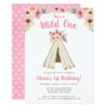 Boho Floral Tribal Teepee Wild One 1st Birthday Card