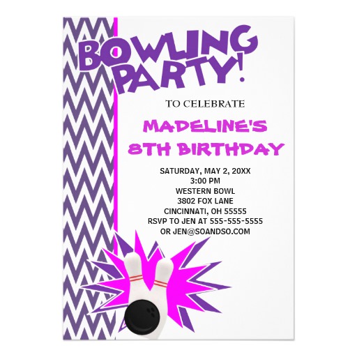 Bowling Birthday Party Custom Invitation