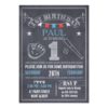 Boys Chalkboard Baseball 1st Birthday Invitation