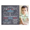 Boys Chalkboard Baseball 1st Birthday Invitation