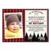 Boys Lumberjack Bear Deer 1st Birthday Invitation