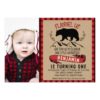 Boys Lumberjack Bear Photo Birthday Invitation