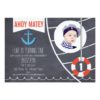 Boys Nautical Chalkboard 1st Birthday Invitation