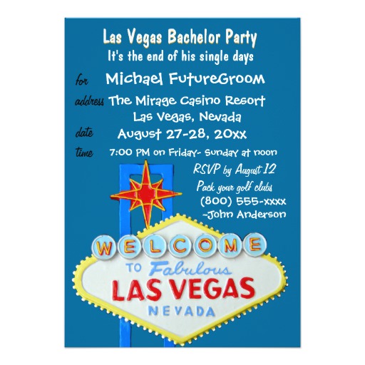 Boys Night Out Vegas Bachelor Party Card