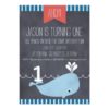 Boys Whale Chalkboard 1st Birthday Invitation