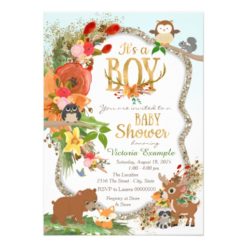 Boys Woodland Antler Baby Shower Card